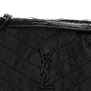 Crinkled Calfskin Matelasse Monogram Medium Niki Chain Satchel Black