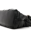Lambskin Quilted Medium Loulou Puffer Monogram Chain Satchel Black