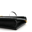 Grain De Poudre Matelasse Chevron Monogram Envelope Chain Wallet Black
