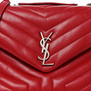 Calfskin Y Quilted Monogram Medium Loulou Chain Satchel Red