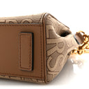 Calfskin Canvas Allover La Medusa Small Top Handle Handbag Brown