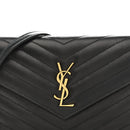 Grain De Poudre Matelasse Chevron Monogram Envelope Chain Wallet Black