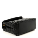 Calfskin Y Quilted Monogram Small Loulou Chain Satchel Black