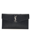 Calfskin Crocodile Embossed Uptown Monogram Pouch Black