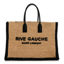 Raffia Calfskin Rive Gauche Tote Naturale Black