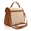 Canvas Calfskin Medium Classic Monogram Cassandra Top Handle Tan Natural