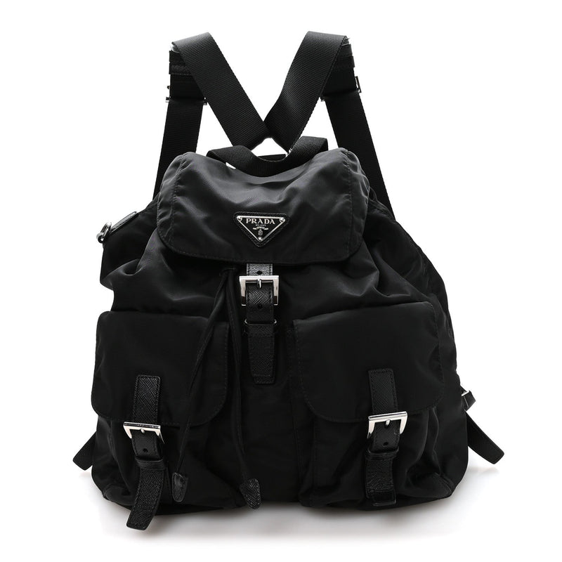 Re-Nylon Vela Saffiano Medium Backpack Black