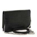 Calfskin Crocodile Embossed Kate Monogram Tassel Chain Wallet Black
