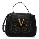 Vitello Western Studded Virtus Top Handle Shoulder Bag Black