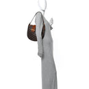 Coated Canvas Calfskin La Greca Signature Shoulder Bag Black Caramel