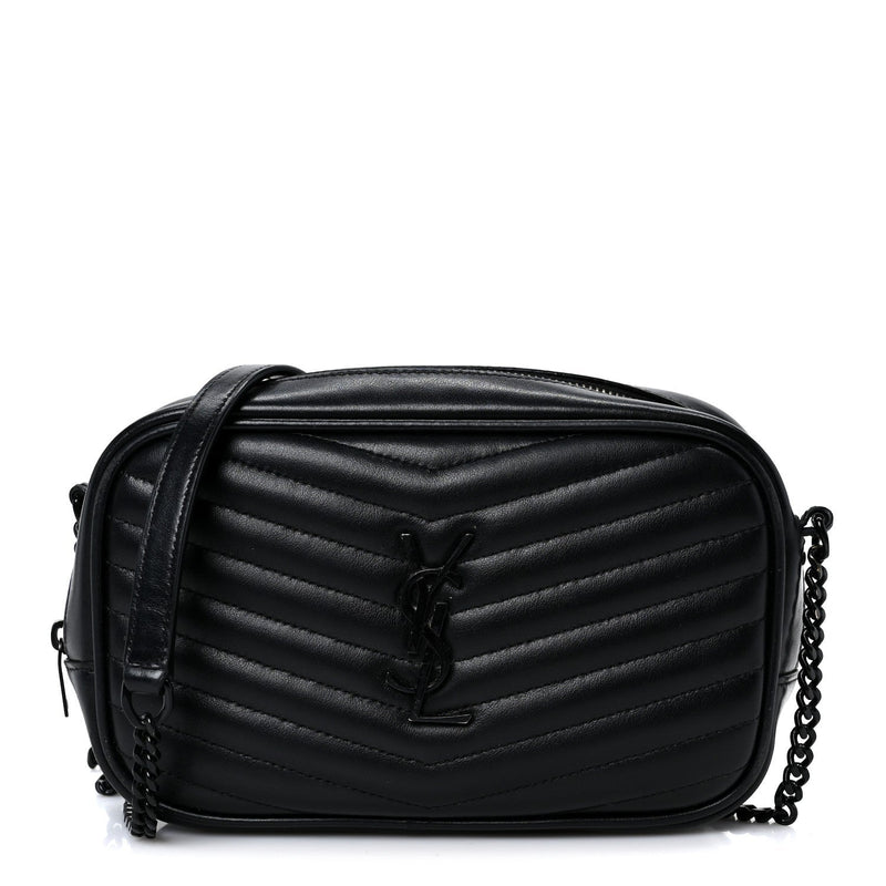 Calfskin Matelasse Monochrome Monogram Mini Lou Camera Bag Black
