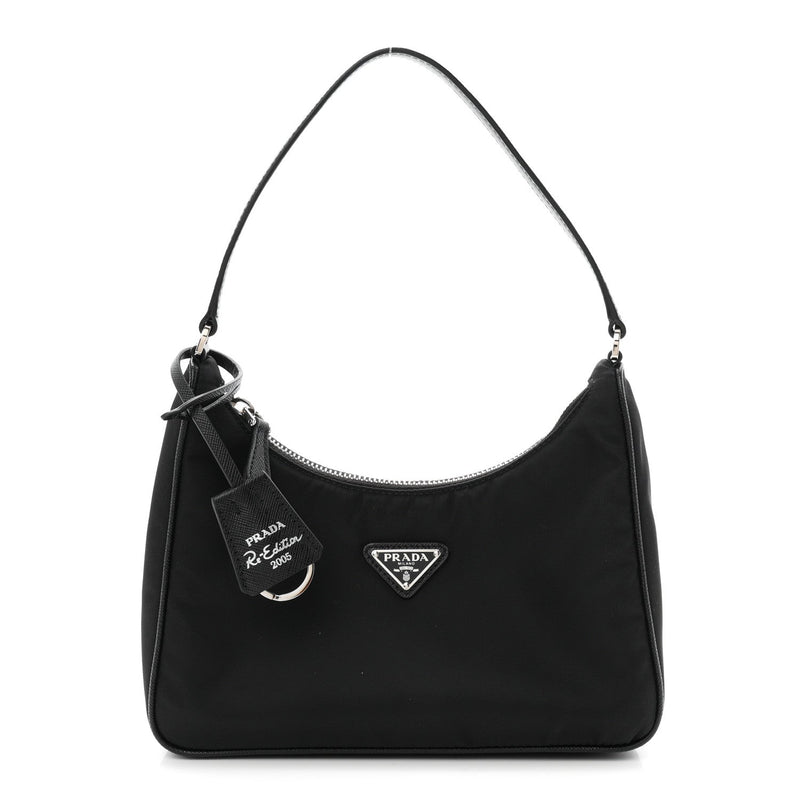 Tessuto Nylon Saffiano Mini Re-Edition 2005 Bag Black