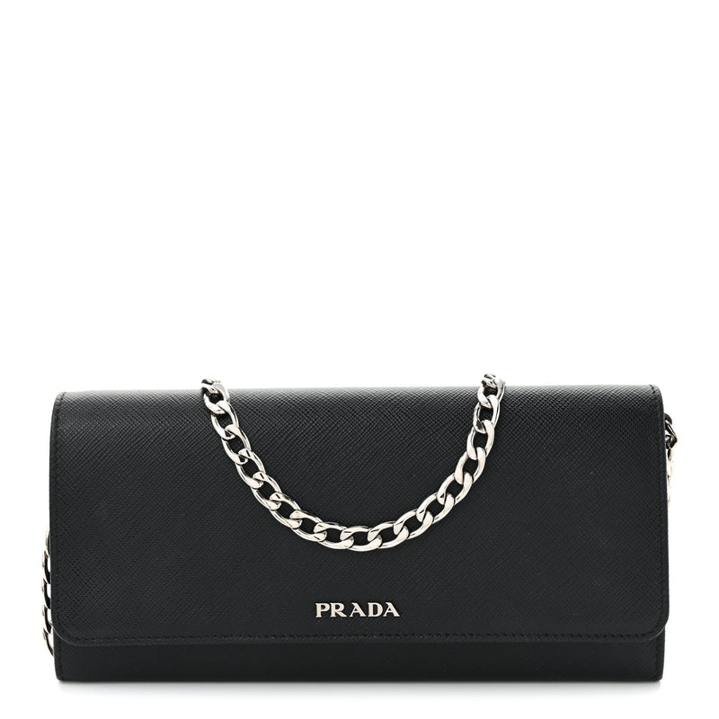 Saffiano Bi-Color Wallet On Chain Black Fuoco
