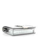 Metallic Crocodile Embossed Calfskin Greca Goddess Wallet On Chain Silver