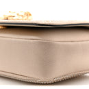 Satin Crystal Medusa Chain Clutch Beige