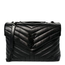 Calfskin Y Quilted Monogram Monochrome Medium Loulou Chain Satchel Black