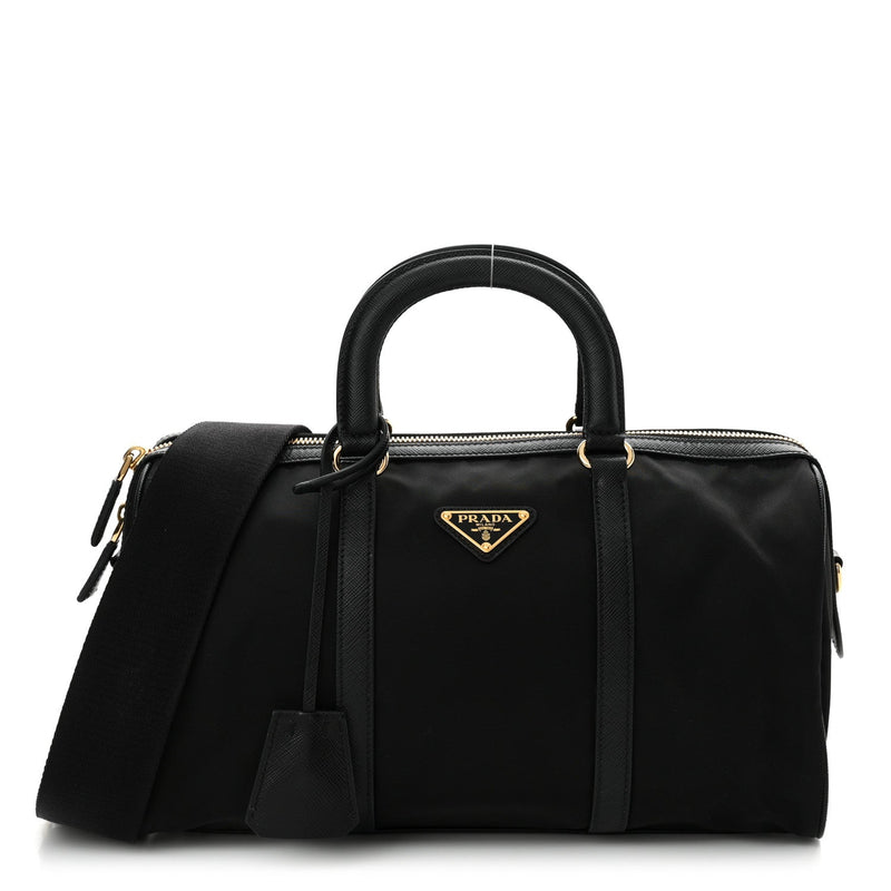 Re-Nylon Saffiano Medium Re-Edition 1978 Top Handle Bag Black