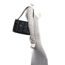 Lambskin Quilted Monogram Monochrome Medium Loulou Puffer Chain Satchel Black
