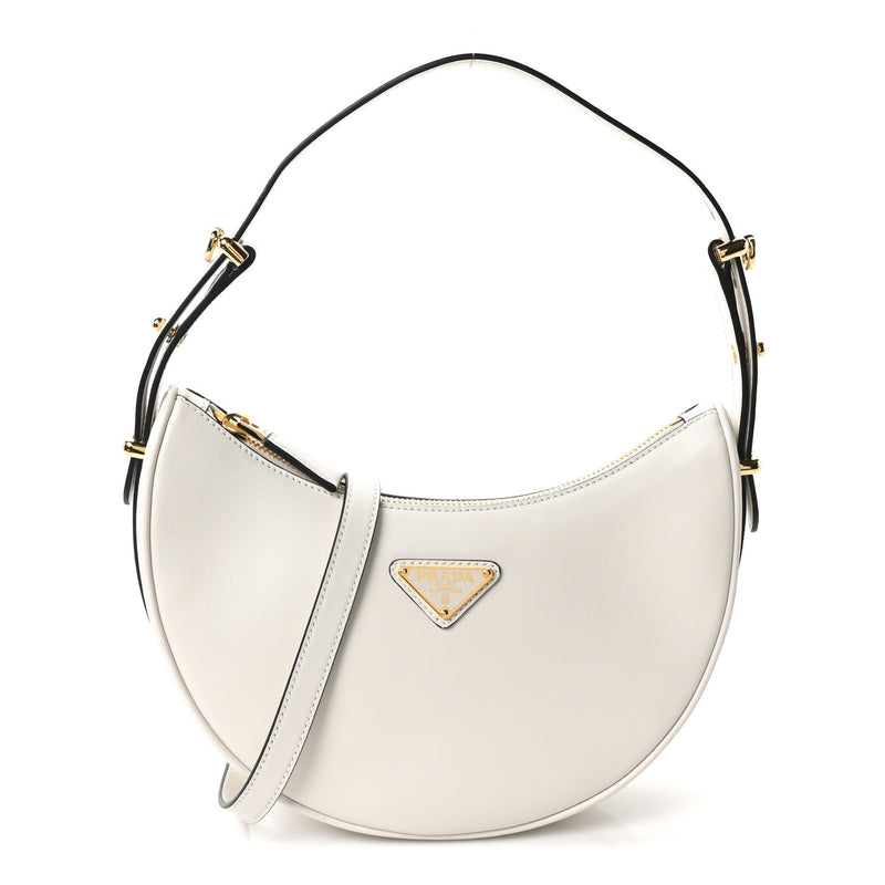 Soft Calfskin Arque Shoulder Bag White