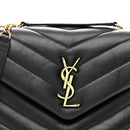 Calfskin Y Quilted Monogram Small Loulou Chain Satchel Black