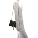 Calfskin Crocodile Embossed Medium Classic Monogram Kate Tassel Satchel Black