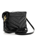 Calfskin Y Quilted Monogram Toy Loulou Crossbody Bag Black