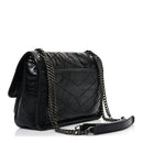 Crinkled Calfskin Matelasse Monogram Baby Niki Chain Satchel Black