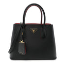 Saffiano Cuir Small Double Bag Black Fuoco