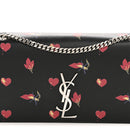Calfskin Medium Heart Bolts Monogram Kate Satchel Black
