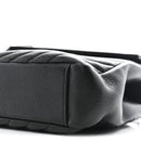 Sheepskin Matelasse Chevron Monogram Medium College Bag Black