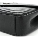Sheepskin Matelasse Chevron Monogram Medium College Bag Black