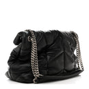 Lambskin Quilted Medium Loulou Puffer Monogram Chain Satchel Black