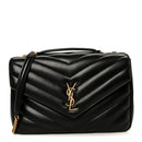Lambskin Chevron Quilted Large Loulou Black