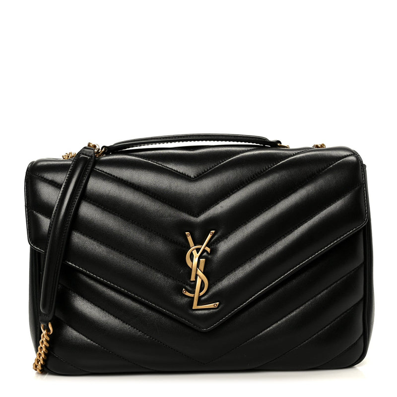Lambskin Chevron Quilted Large Loulou Black