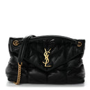 Lambskin Quilted Small Loulou Puffer Monogram Chain Satchel Black