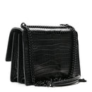 Calfskin Crocodile Embossed Medium Monochrome Monogram Sunset Black