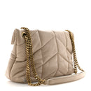 Lambskin Quilted Small Loulou Puffer Monogram Chain Satchel Dark Beige