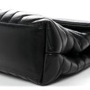 Calfskin Y Quilted Monogram Medium Loulou Chain Satchel Black