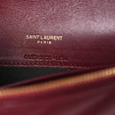 Calfskin Matelasse Chevron Monogram Envelope Chain Wallet Rouge Merlot