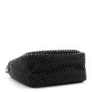 Satin Crystal Soft Padded Small Double Handled Shoulder Bag Black