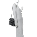 Calfskin Y Quilted Monogram Monochrome Medium Loulou Chain Satchel Black