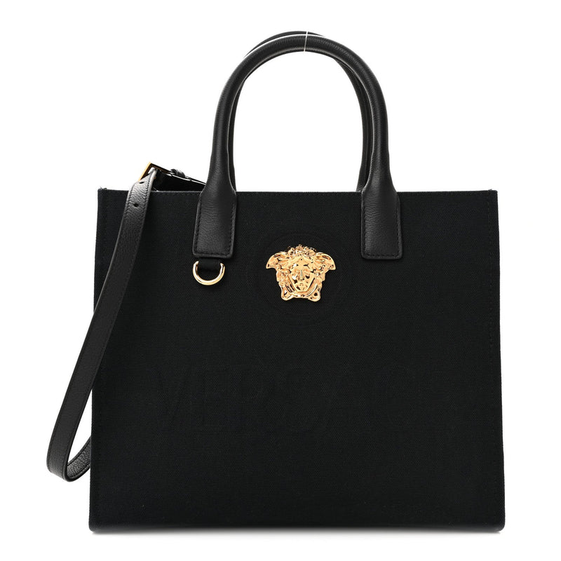 Canvas Calfskin La Medusa Small Tote Black