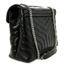 Calfskin Y Quilted Monogram Medium Loulou Chain Satchel Black