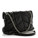 Lambskin Quilted Medium Loulou Puffer Monogram Chain Satchel Black