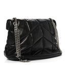 Lambskin Quilted Small Loulou Puffer Monogram Chain Satchel Black
