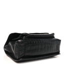 Crocodile Embossed Lambskin Monogram Medium Niki Chain Satchel Black