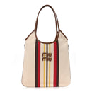 Canvas Calfskin Striped Ivy Beige Naturale Moro