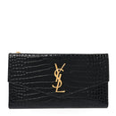 Calfskin Crocodile Embossed Monogram Uptown Wallet Black