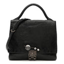 Vitello Shine Crystal Shoulder Bag Black