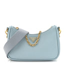 Saffiano Lux Re-Edition 2005 Mini Shoulder Bag Celeste